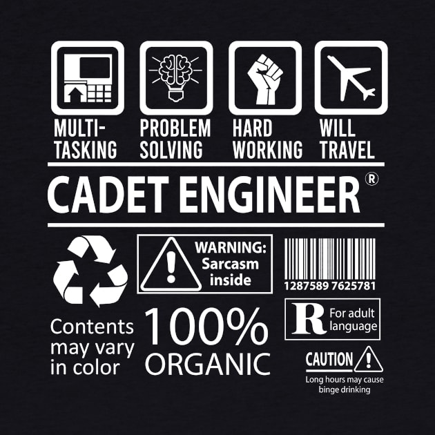 Cadet Engineer T Shirt - MultiTasking Certified Job Gift Item Tee by Aquastal